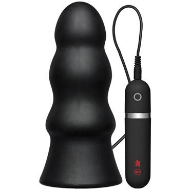 Doc Johnson Kink Vibrating Silicone Butt Plug Rippled, черная
