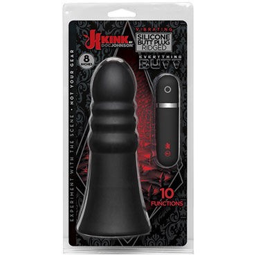 Doc Johnson Kink Vibrating Silicone Butt Plug Ridged, черная