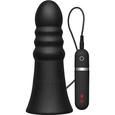 Doc Johnson Kink Vibrating Silicone Butt Plug Ridged, черная