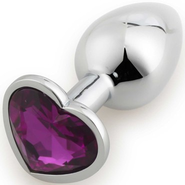 Play Secrets Anal Plug Heart Shape Small, серебристый/фиолетовый