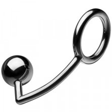 Tom of Finland Steel Cock Ring with Anal Ball, серебристый