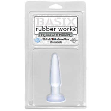 Pipedream Basix Rubber Works Beginners Butt Plug, прозрачная