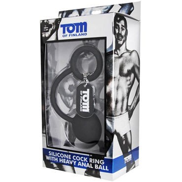 Tom of Finland Silicone Cock Ring With Heavy Anal Ball, черный
