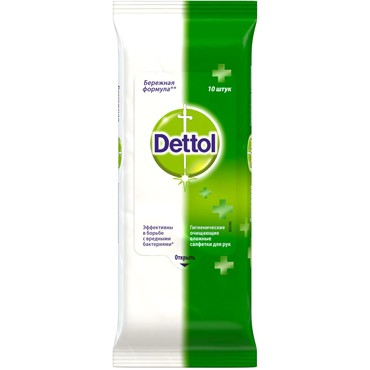 Dettol Антибактериальные салфетки для рук, 10 шт