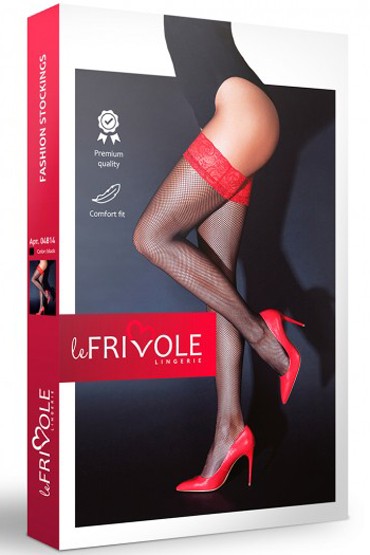 Le Frivole Sense Чулки с кружевной резинкой, черно-красные