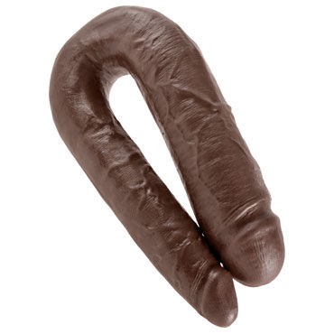 Pipedream King Cock U-Shaped Large Double Trouble, коричневый