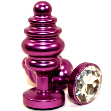 4sexdream Пробка металл фигурная со стразом S, фиолетовый/прозрачный