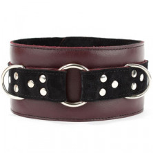 BDSM Арсенал Ошейник с кольцом и замшей Lady's Arsenal, бордовый