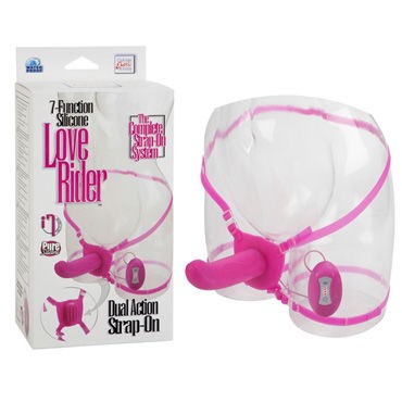 California Exotic Love Rider Dual Action Strap-On, розовый