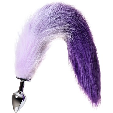 Toyfa Metal Анальная втулка с хвостом M, серебристый/бело-фиолетовый