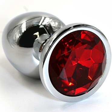 Funny Steel Anal Plug Medium, серебристый/красный