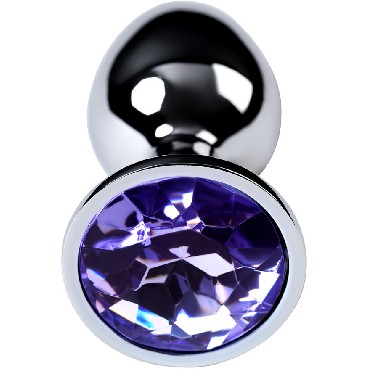 ToyFa Metal Anal Rhinestone Аметист D 2,8 см, серебристая