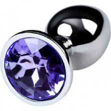 ToyFa Metal Anal Rhinestone Аметист D 2,8 см, серебристая