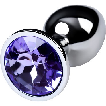 ToyFa Metal Anal Rhinestone Аметист D 2,8 см, серебристая