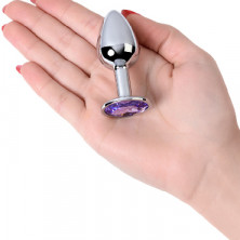 ToyFa Metal Anal Rhinestone Аметист D 2,8 см, серебристая