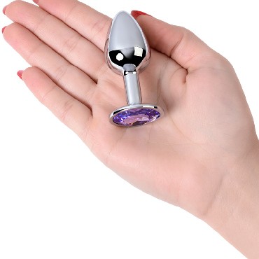 ToyFa Metal Anal Rhinestone Аметист D 2,8 см, серебристая