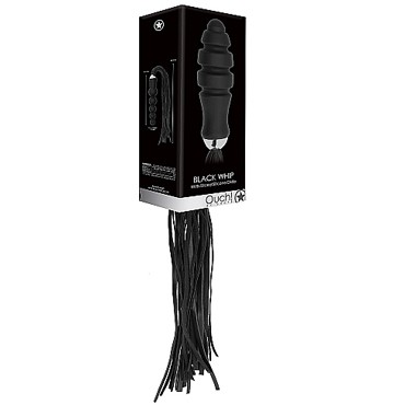 Ouch! Black Whip with Sliced Silicone Dildo, черная