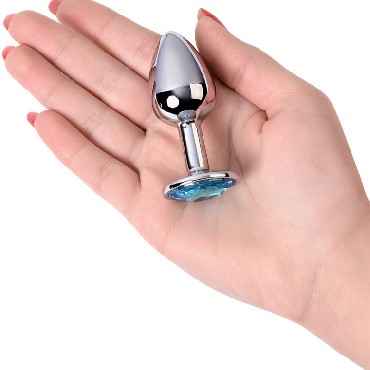 ToyFa Metal Anal Rhinestone Топаз D 2,8 см, серебристая