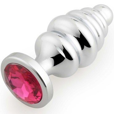 Play Secrets Thread Butt Plug Medium, серебристый/ярко-розовый