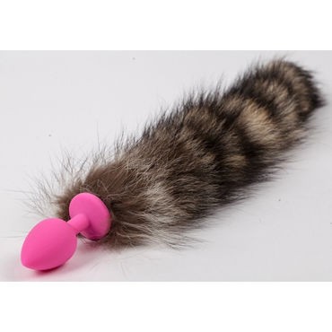 Luxurious Tail Анальная пробка с полосатым хвостом, розовая