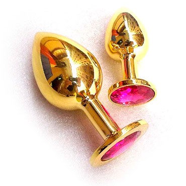 Butt Plug Gold Large, малиновый