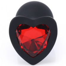 Play Secrets Silicone Butt Plug Heart Shape Small, черный/красный