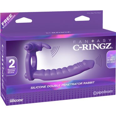 Pipedream Fantasy C-Ringz Silicone Double Penetrator Rabbit