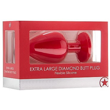 Ouch! Extra Large Diamond Butt Plug, красная