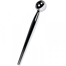 ToyFa Metal Уретральный плаг с ограничителем-шариком, серебристый