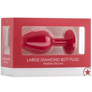 Ouch! Large Diamond Butt Plug, красная