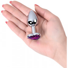 Toyfa Metal Анальный страз сердце S, серебристый/фиолетовый