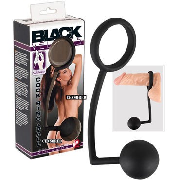 You2Toys Black Velvet Cock Ring + Ball, черное