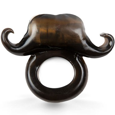 Brazzers Эрекционное кольцо с вибрацией в виде усов, черное