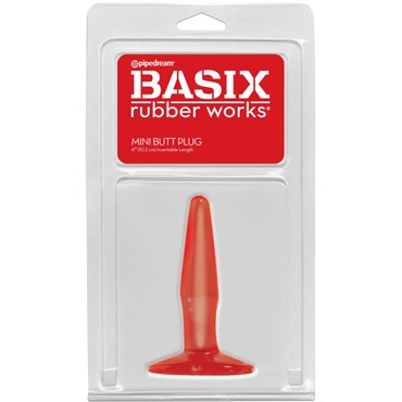 Pipedream Basix Rubber Works Mini Butt Plug, красный