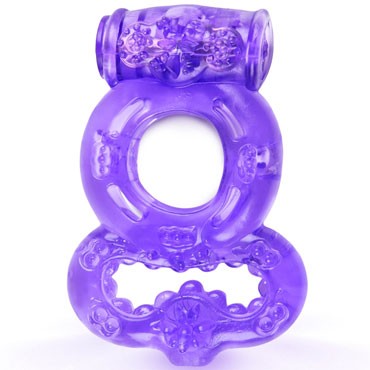 Brazzers Эрекционное кольцо с вибрацией и петлей для мошонки, фиолетовое