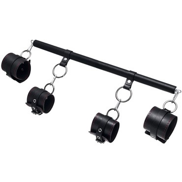 Pecado Бандажный набор 4 точки фиксации (распорка, наручники, оковы), черный