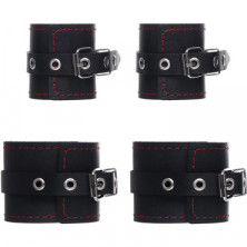 Pecado Бандажный набор 4 точки фиксации (распорка, наручники, оковы), черный