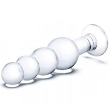 Glas 7,25" Beaded Butt Plug, прозрачная