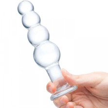 Glas 7,25" Beaded Butt Plug, прозрачная