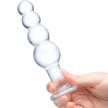 Glas 7,25" Beaded Butt Plug, прозрачная