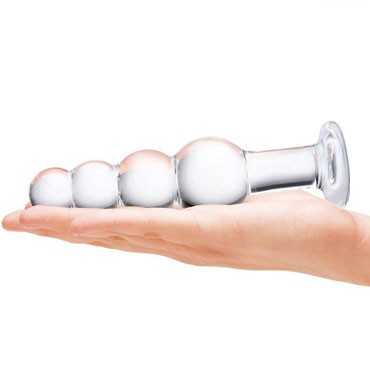 Glas 7,25" Beaded Butt Plug, прозрачная
