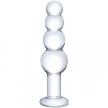 Glas 7,25" Beaded Butt Plug, прозрачная