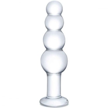 Glas 7,25" Beaded Butt Plug, прозрачная