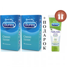 Durex Classic 2 уп по 12 шт + Durex Naturals 100 мл в подарок