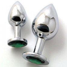 Butt Plug Silver Large, изумрудный