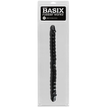 Pipedream Basix Rubber Works Ribbed Double Dong 45 см, черный