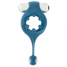 Shots Toys Infinity Vibrating Cockring with Dangling Ball, синее