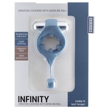 Shots Toys Infinity Vibrating Cockring with Dangling Ball, синее
