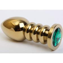 4sexdream Анальная ювелирка с ребрами, золотой/зеленый