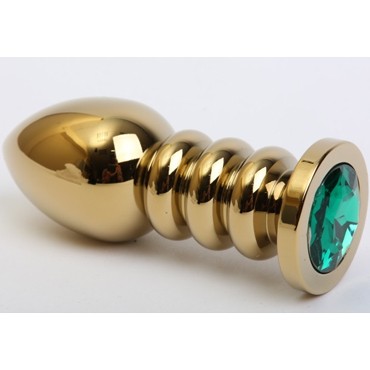 4sexdream Анальная ювелирка с ребрами, золотой/зеленый